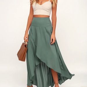 NWT - O’neill Ambrosio Dark Sage Green High-Low Maxi Skirt - XS